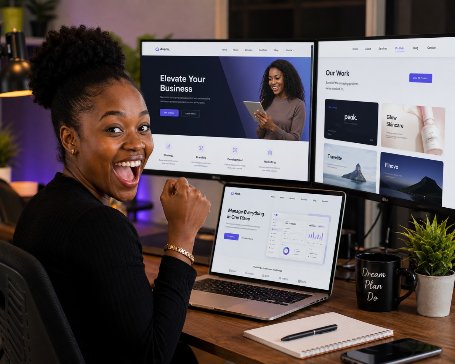 Customer reviewing digital products and website results